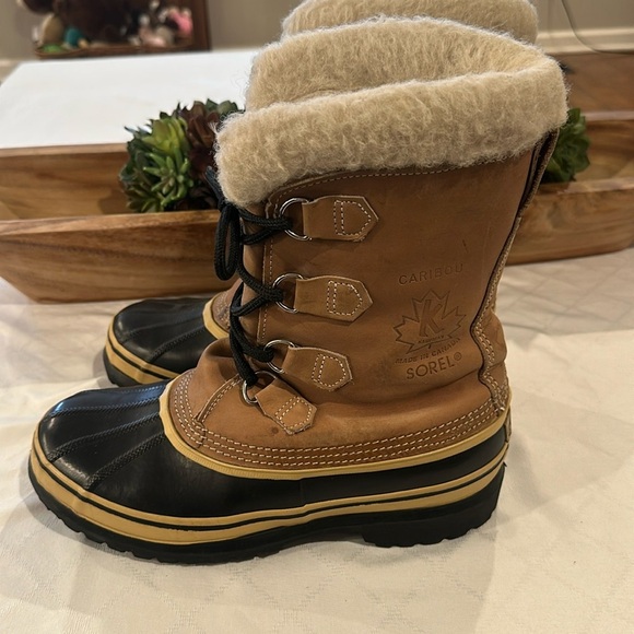 Sorel men’s Caribou Boot snow winter waterproof boots‎ wool liner size 8 EUC - Picture 1 of 10